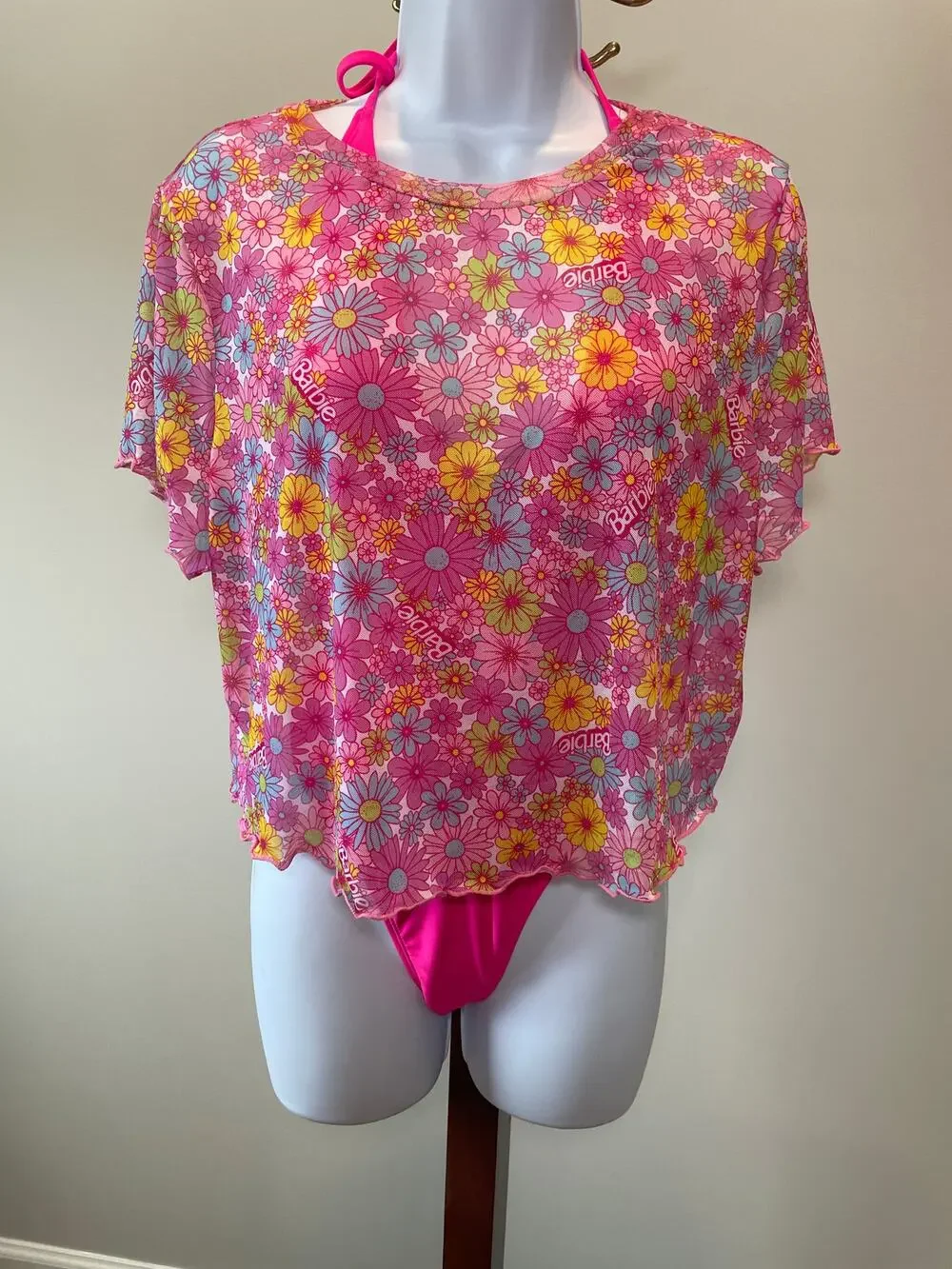 Barbie Pink Playful Floral Cover‑Up
